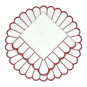 Studio Collection in Linen: Pippa Napkin in White/Red, Set of 4