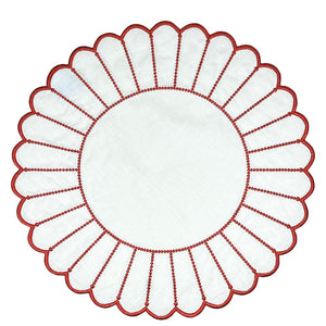 Studio Collection in Linen: Pippa Placemat in White/Red, Set of 4