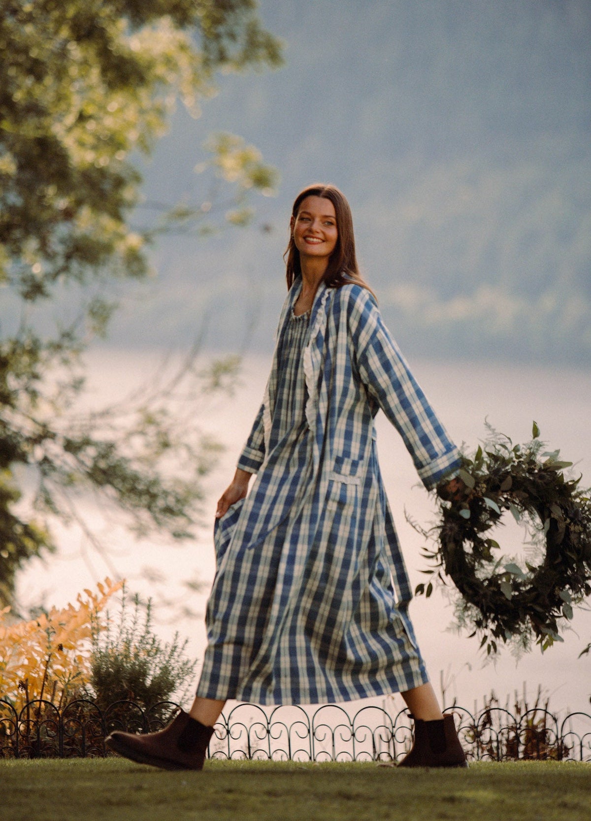 Pippy Dressing Gown in Coronet Blue Tartan