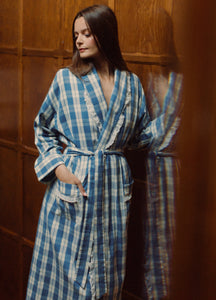 Pippy Dressing Gown in Coronet Blue Tartan