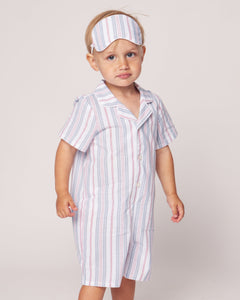 Baby's Twill Summer Romper in Vintage French Stripes