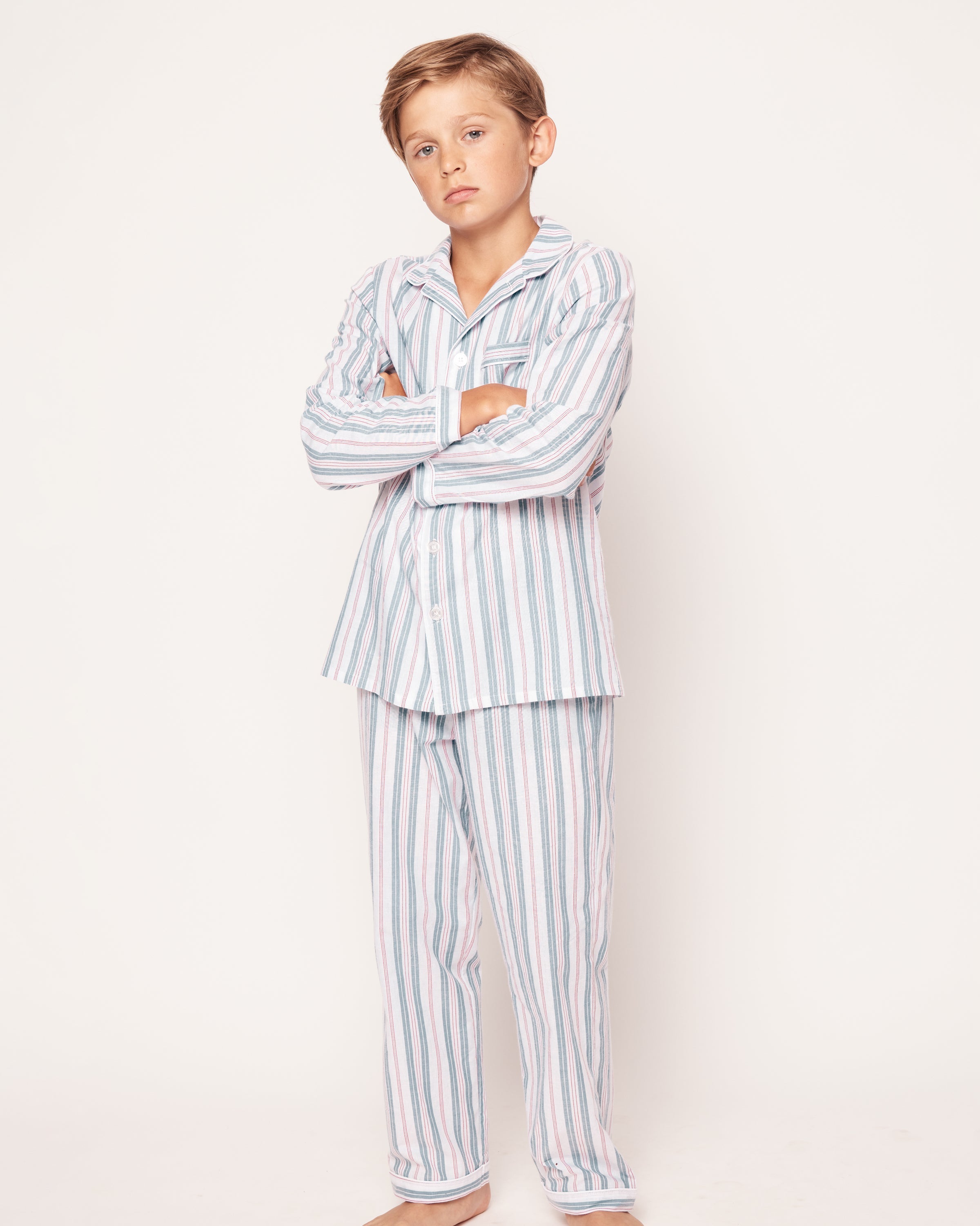 Kid’s Twill Pajama Set in Vintage French Stripes