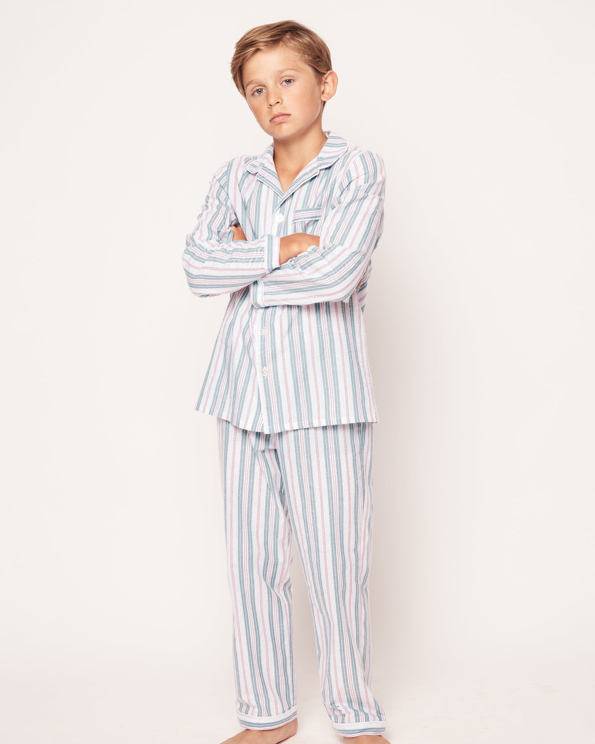 Kid's Twill Pajama Set in Vintage French Stripes