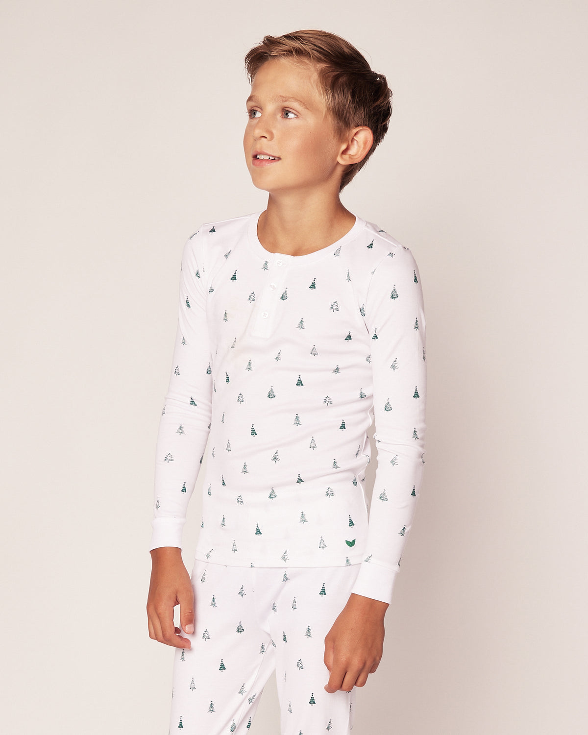 Kid’s Pima Snug Fit Pajama Set in Evergreen Trees