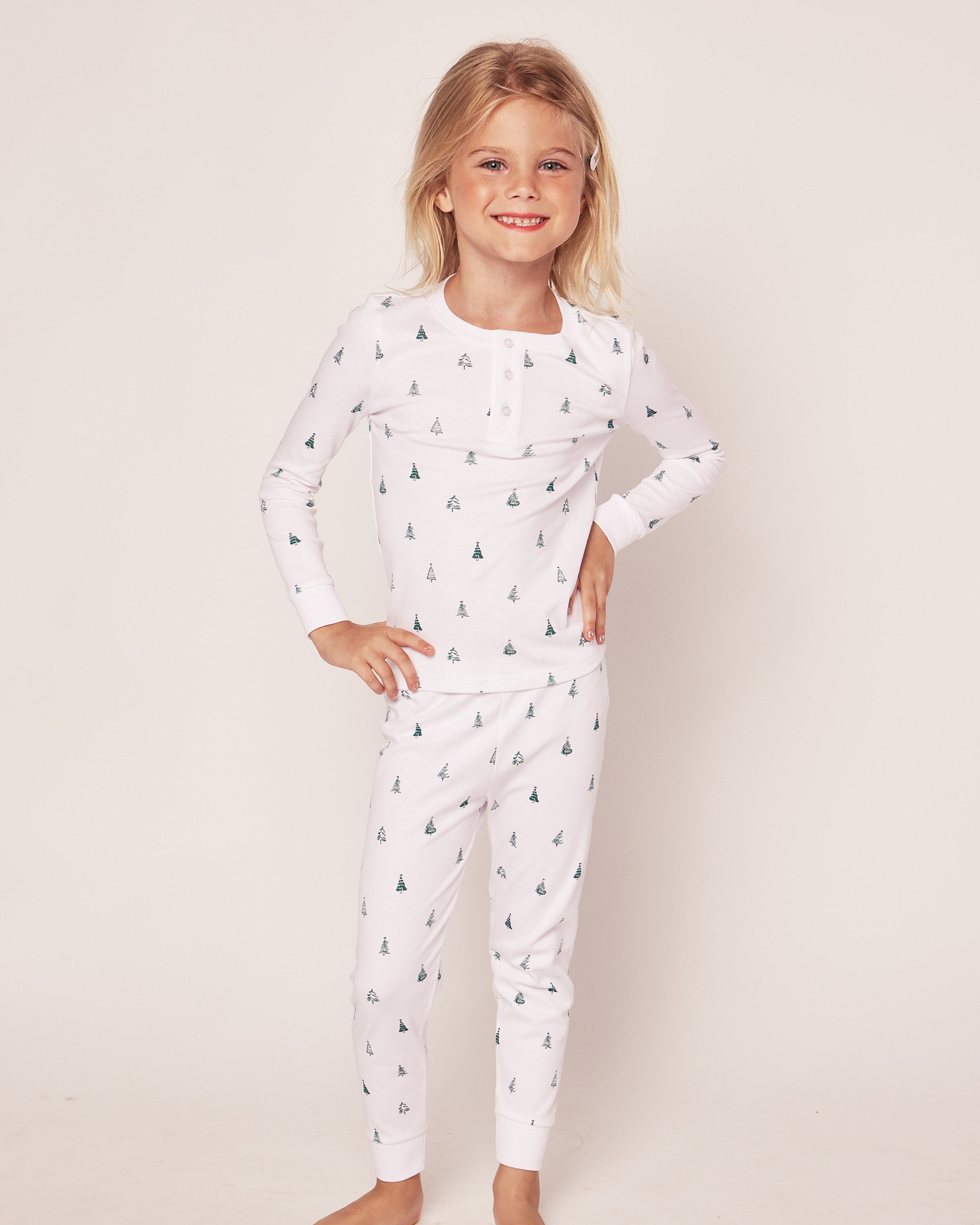 Kid’s Pima Snug Fit Pajama Set in Evergreen Trees