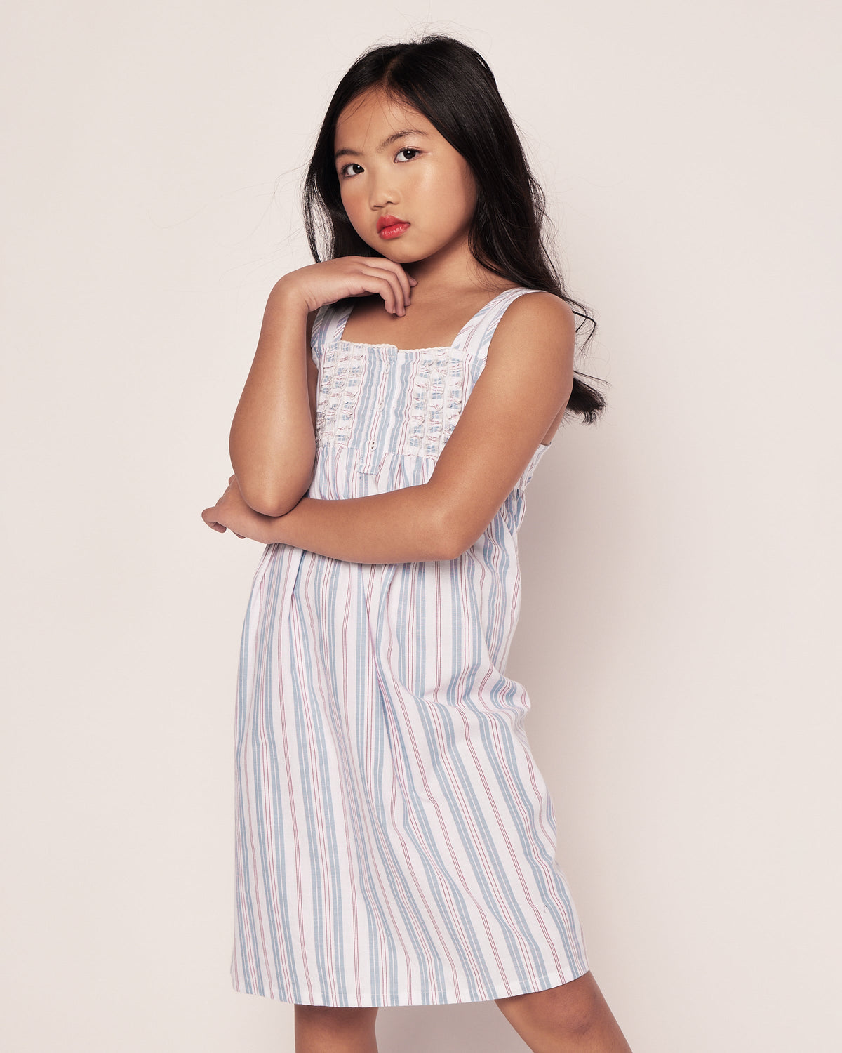 Girl’s Twill Charlotte Nightgown in Vintage French Stripes