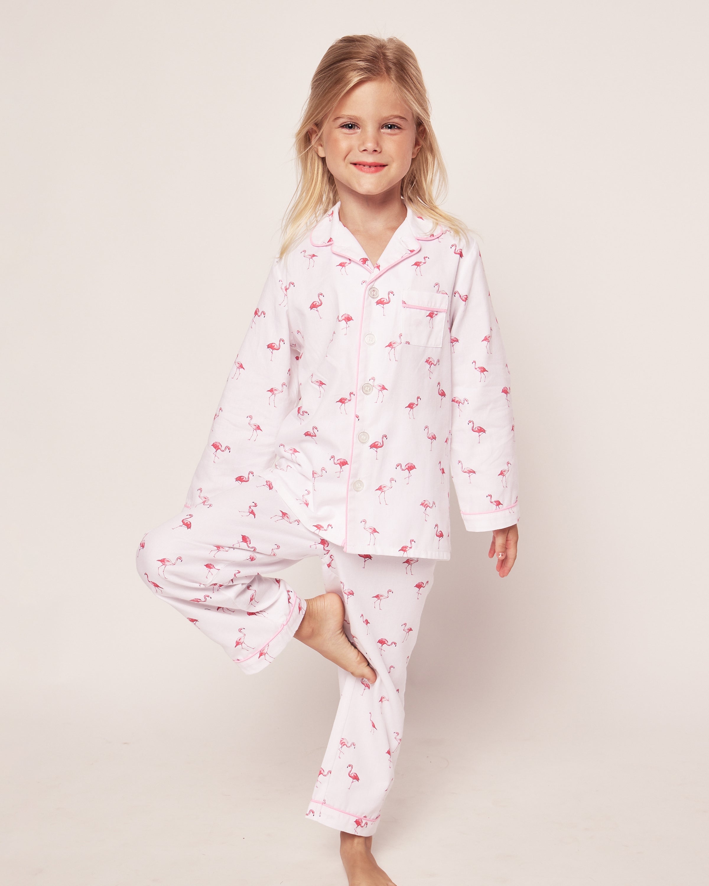 Kid’s Twill Pajama Set in Flamingos