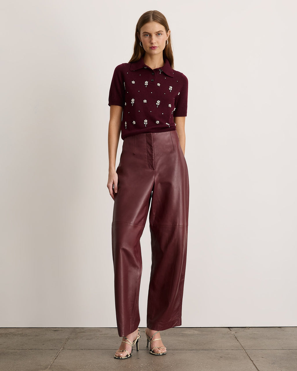 Camilla Embroidered Knit Top in Blackberry
