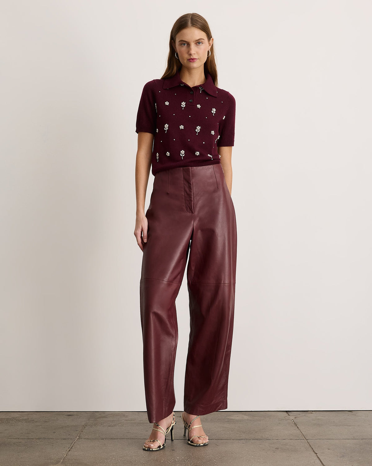 Camilla Embroidered Knit Top in Blackberry