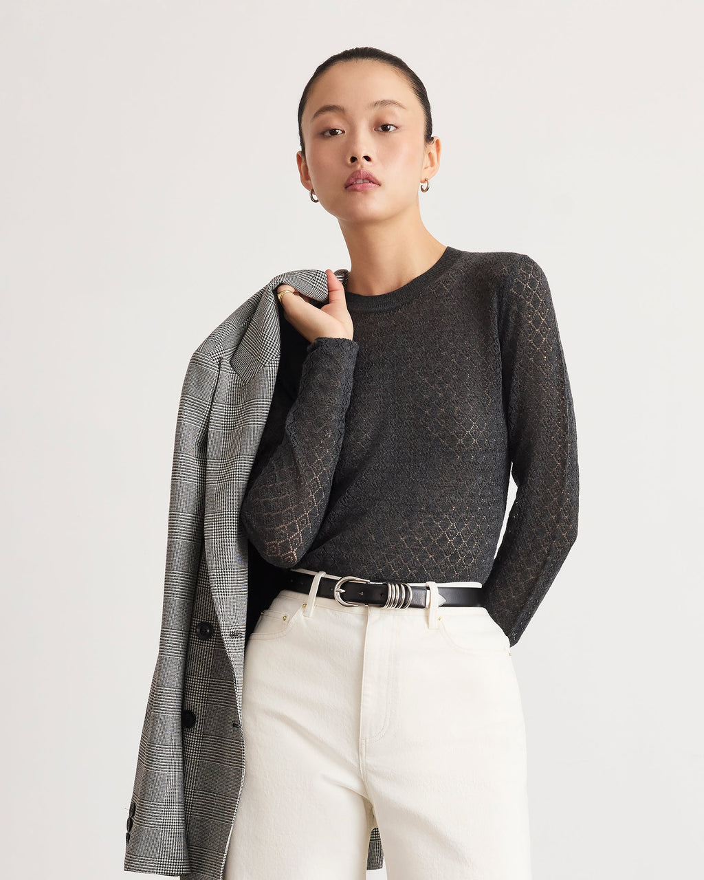 Crew Neck Kayden Knit in Dark Heather Gray