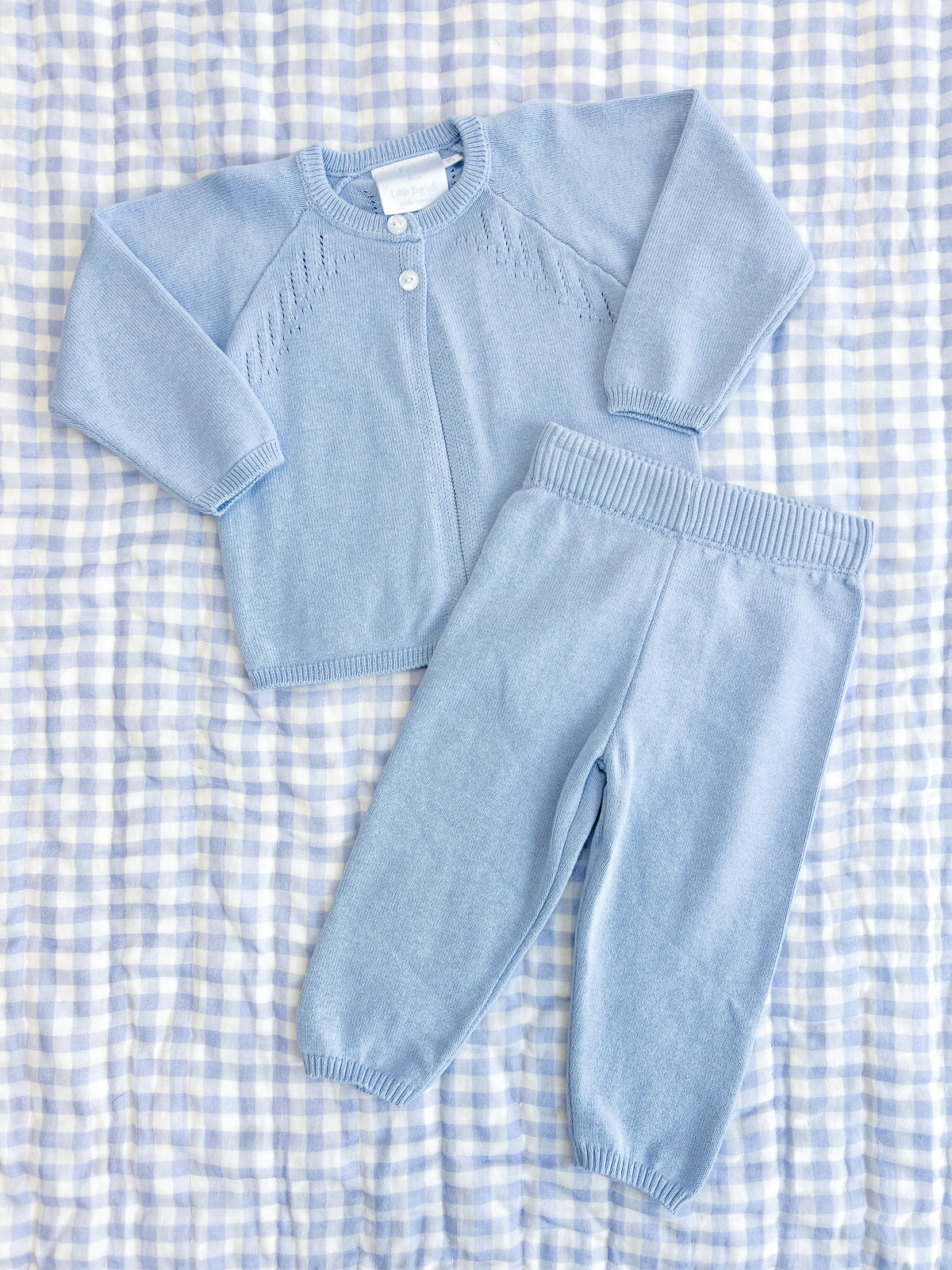 Pointelle Knit Set in Light Blue