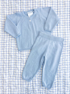 Pointelle Knit Set in Light Blue