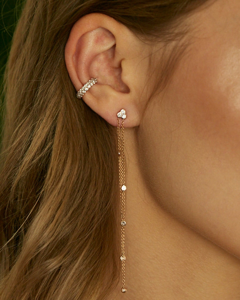 The Poppy Earrings shown with the Boom Cuff. , 14k yellow gold, 14k rose gold, 14k white gold