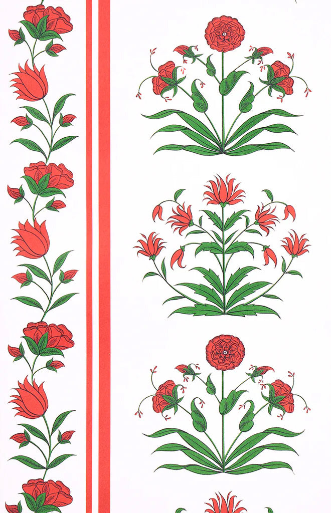 Poppy Stripes Wallpaper in Red