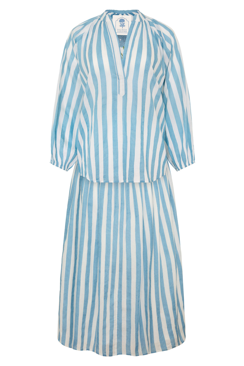 Porto Popover Top in Blue Stripe