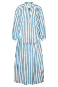 Porto Popover Top in Blue Stripe