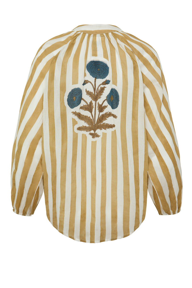Porto Popover in Khaki Stripes