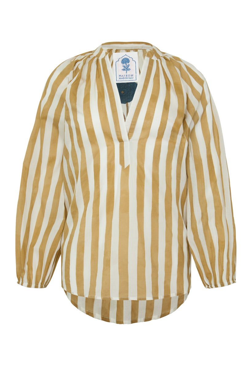 Porto Popover in Khaki Stripes