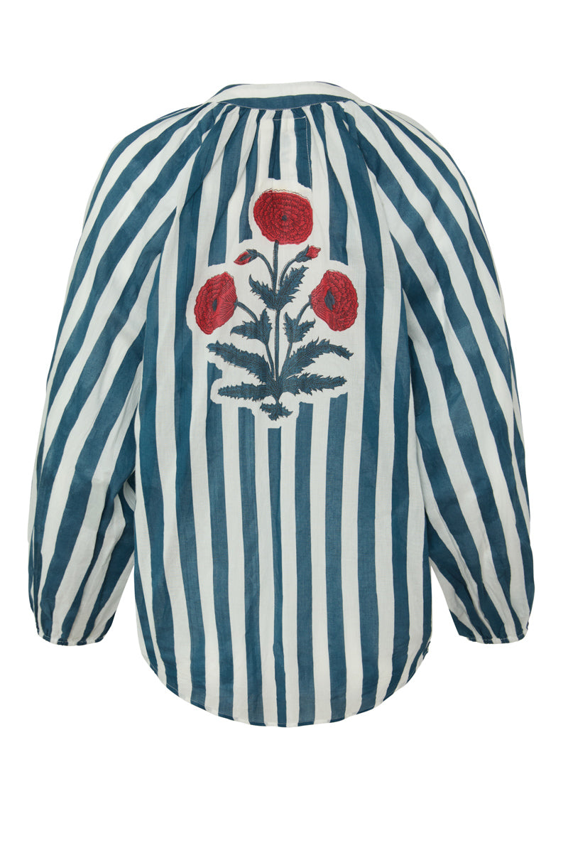 Porto Popover in Navy Stripes