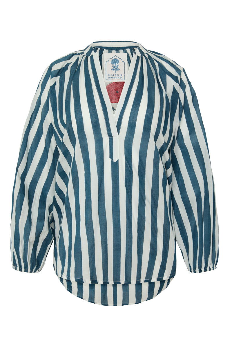 Porto Popover in Navy Stripes
