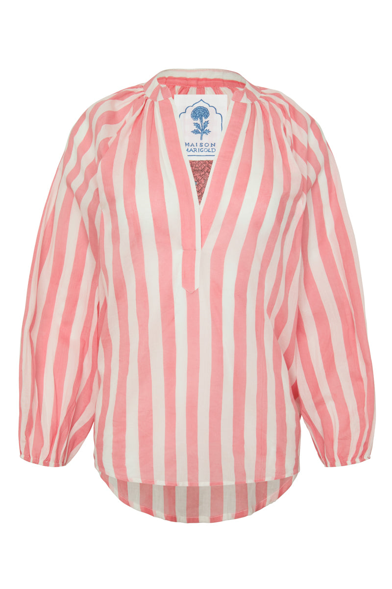 Porto Popover in Pink Stripes