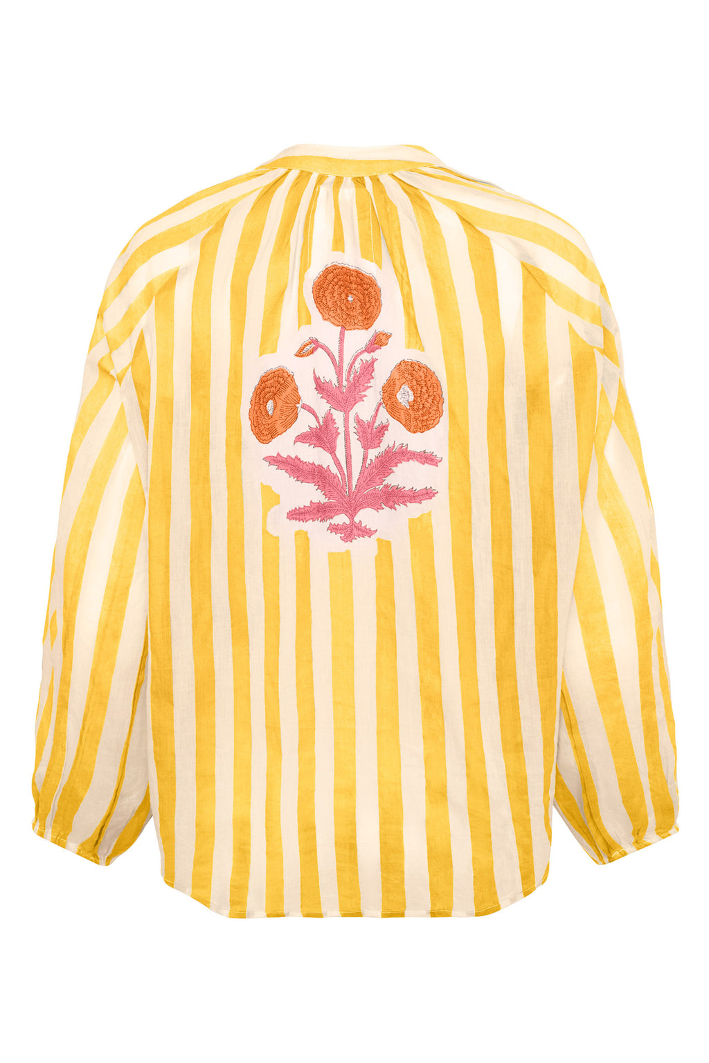 Porto Popover Top in Yellow Stripe
