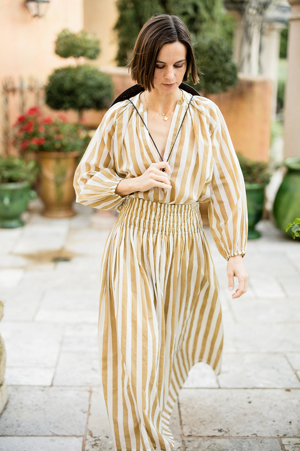 Porto Skirt in Khaki Stripes