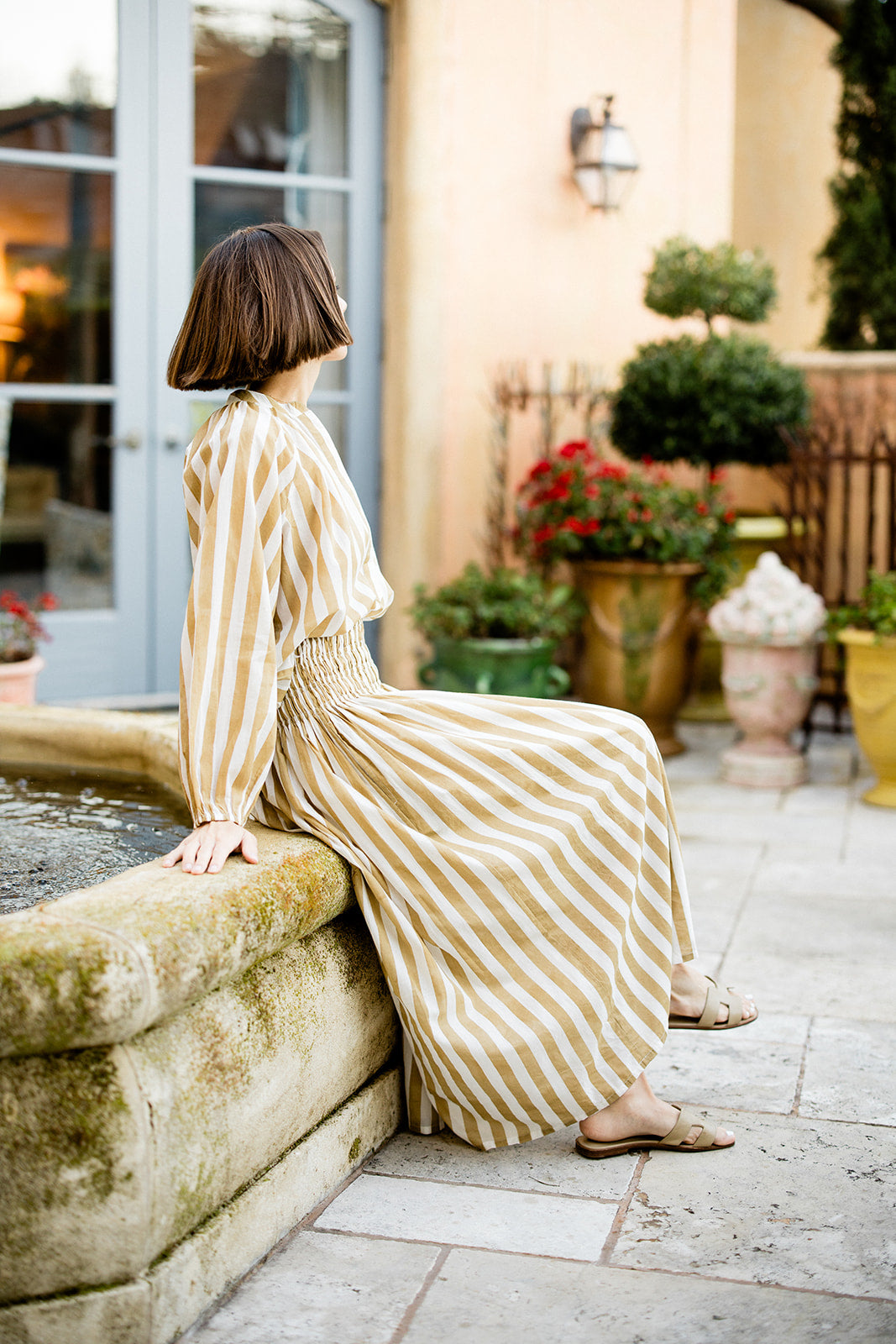 Porto Skirt in Khaki Stripes