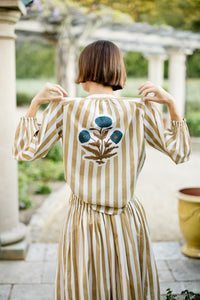 Porto Popover in Khaki Stripes