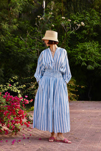 Porto Popover Top in Blue Stripe