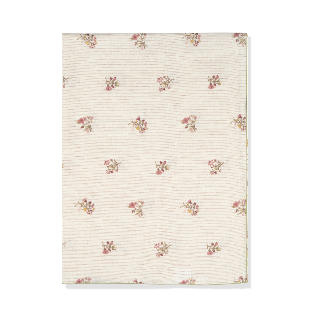 Scarlet Flax & Field Posy Pinstripe Printed Tablecloth