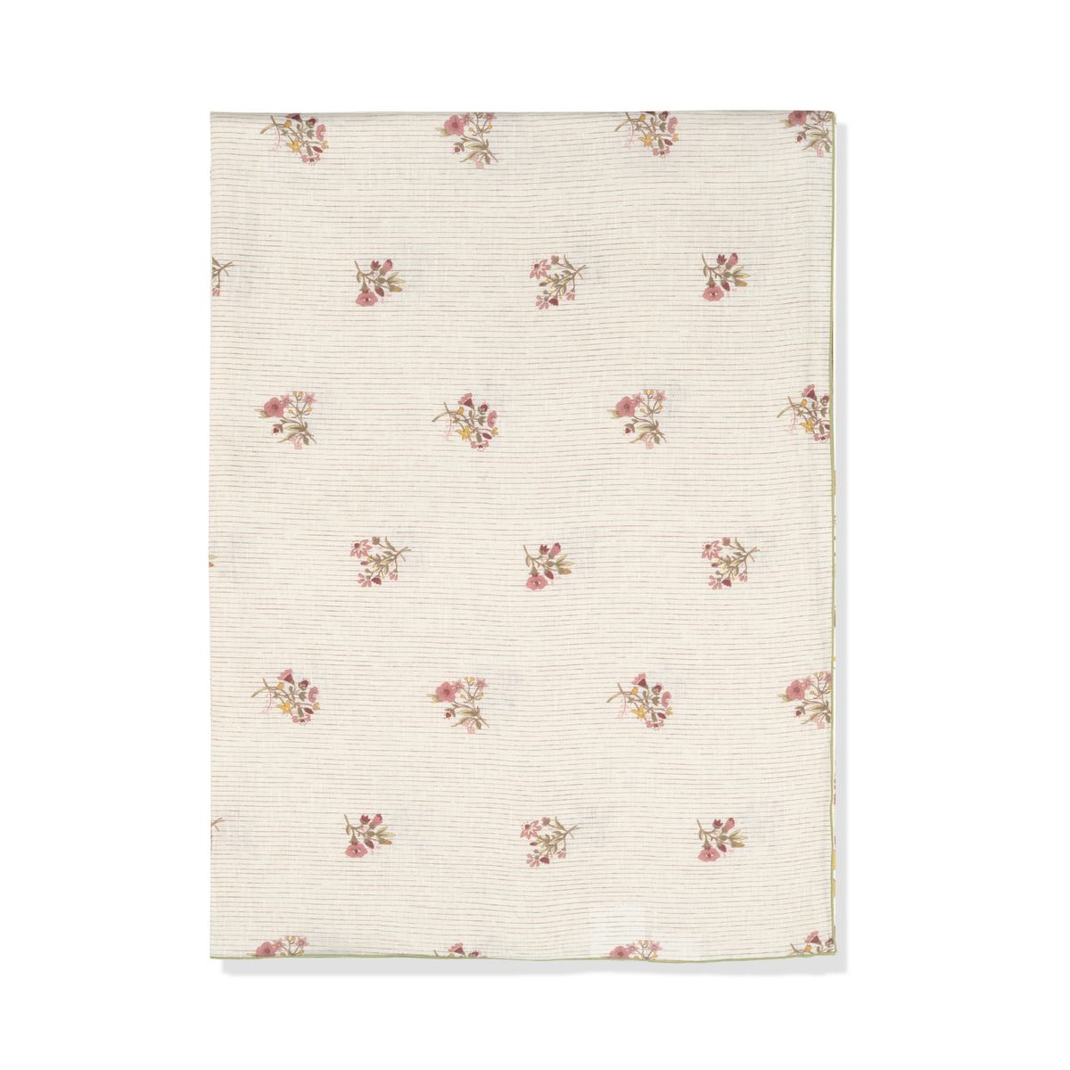 Scarlet Flax & Field Posy Pinstripe Printed Tablecloth