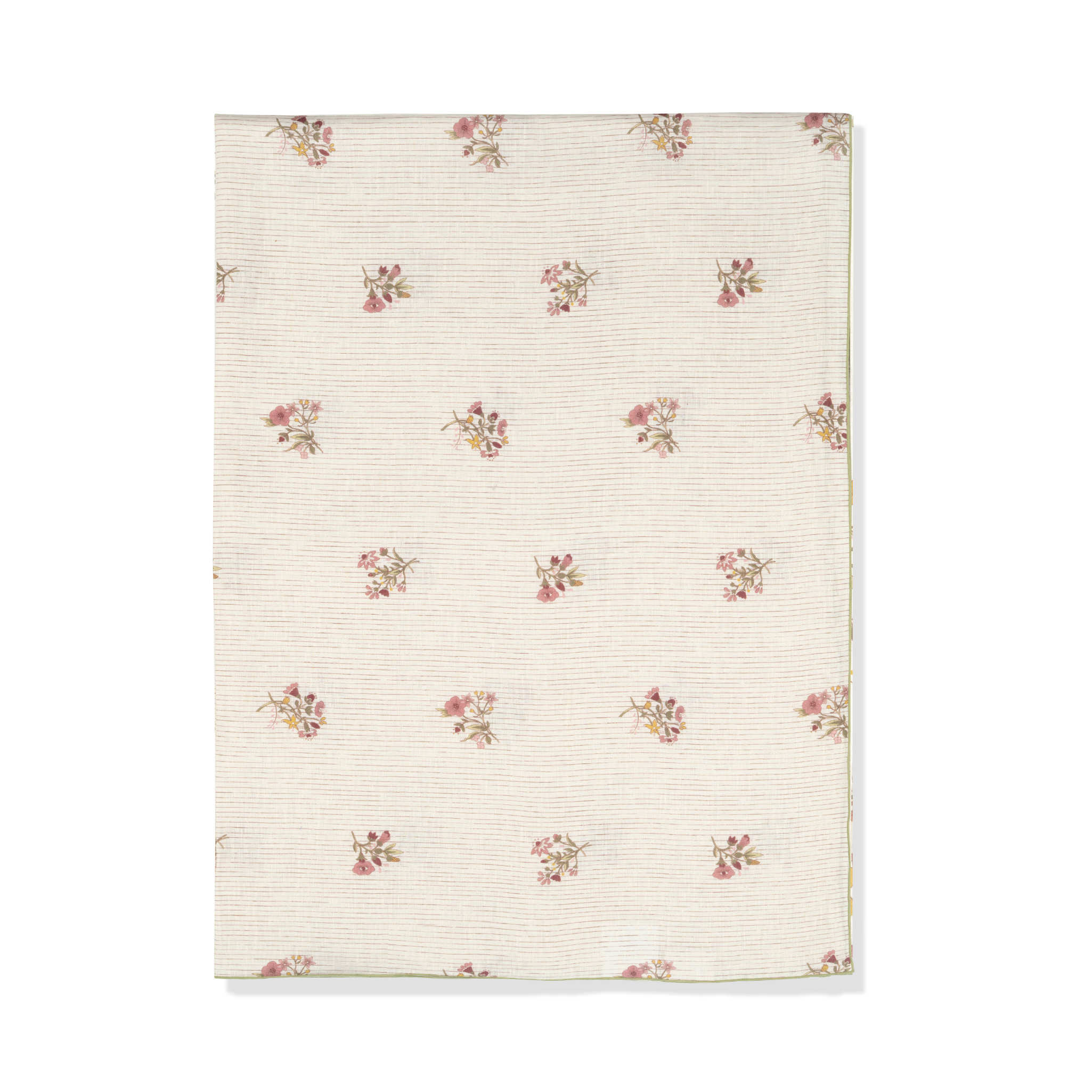Scarlet Flax & Field Posy Pinstripe Printed Tablecloth