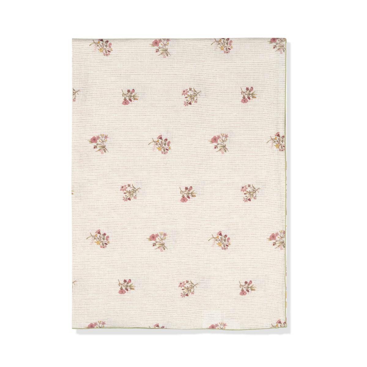 Scarlet Flax & Field Posy Pinstripe Printed Tablecloth