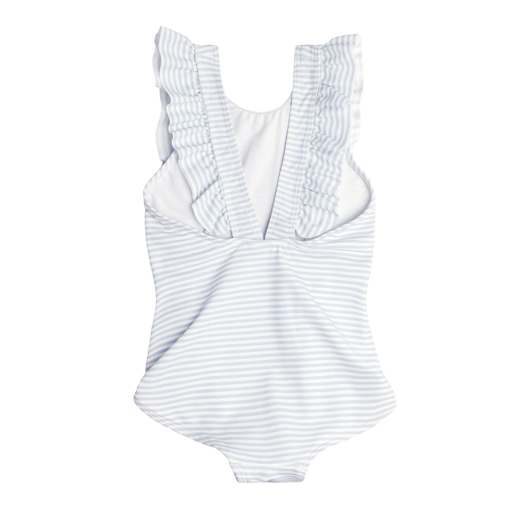 Girls Ruffle Collar One-Piece in Light Pink Stripe