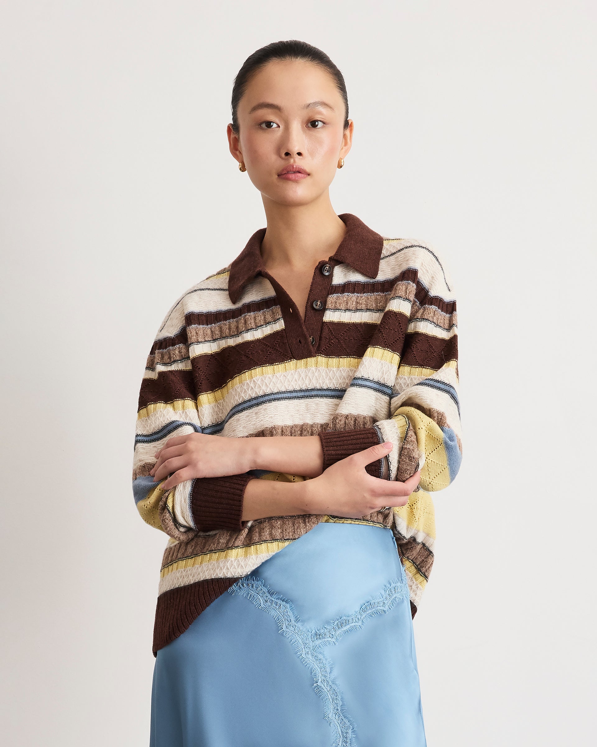 Prescott Sweater in Dark Fig/Wheat Multi