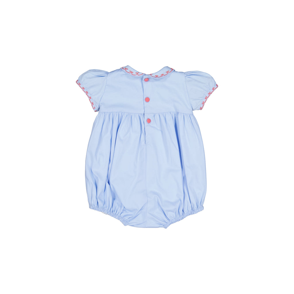 Princess Charlotte Sky Blue Smocked Baby Romper