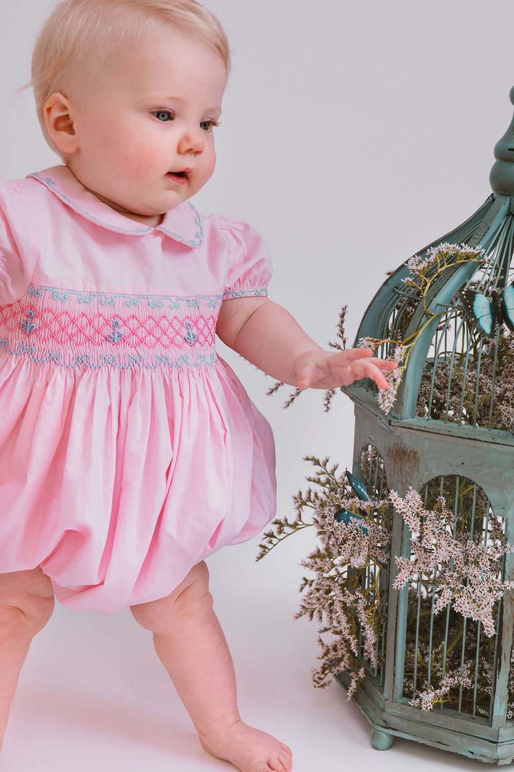 Charlotte Pink Smocked Romper