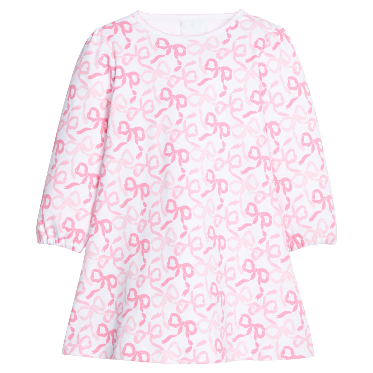 little english classic children's clothing girls printed knit t-shirt dress with pink bow print 