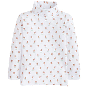 Little English classic kids clothes, white cotton turtleneck with football print for little boys