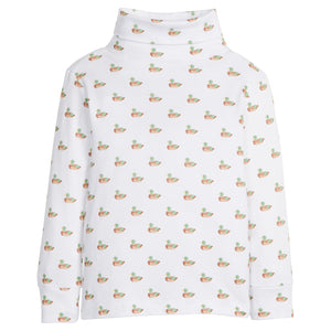 little english classic children's clothing boys white turtleneck with all over mallard print 