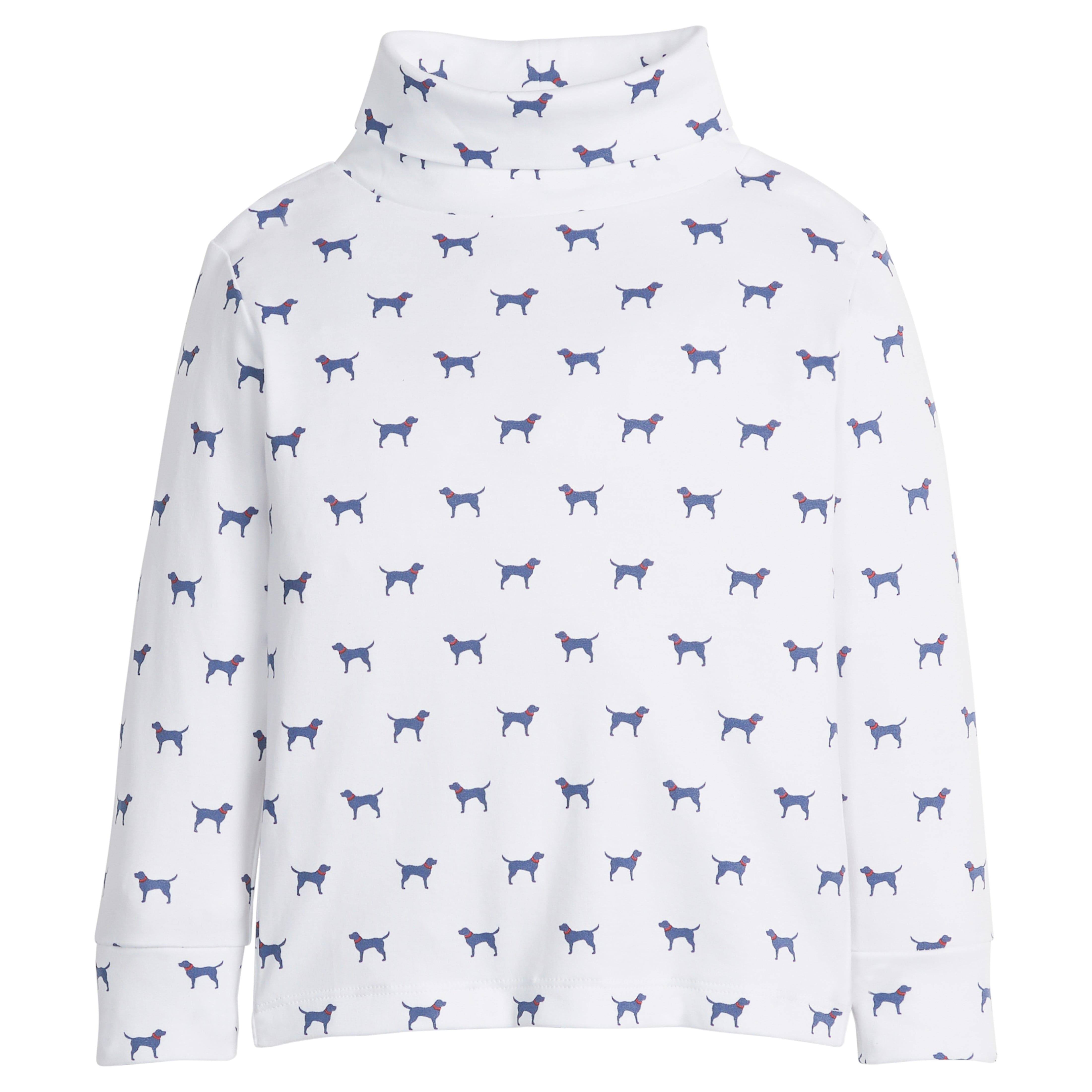 little english classic children's clothing boys white turtleneck with navy labs all over print 