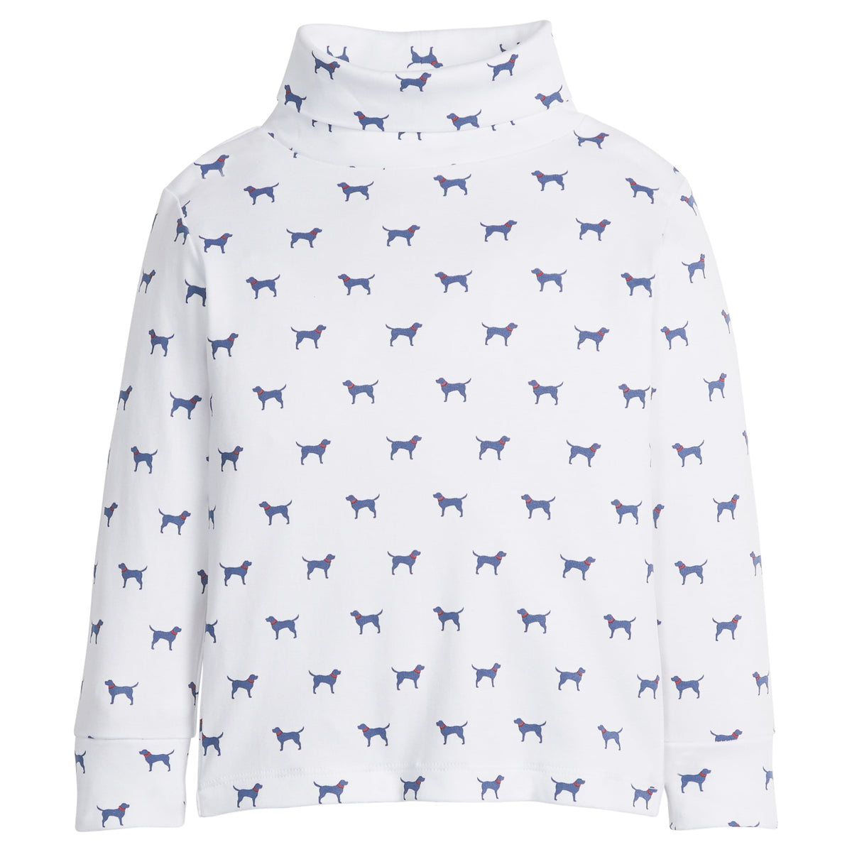 little english classic children's clothing boys white turtleneck with navy labs all over print 