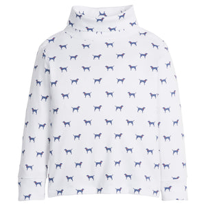 little english classic children's clothing boys white turtleneck with navy labs all over print 