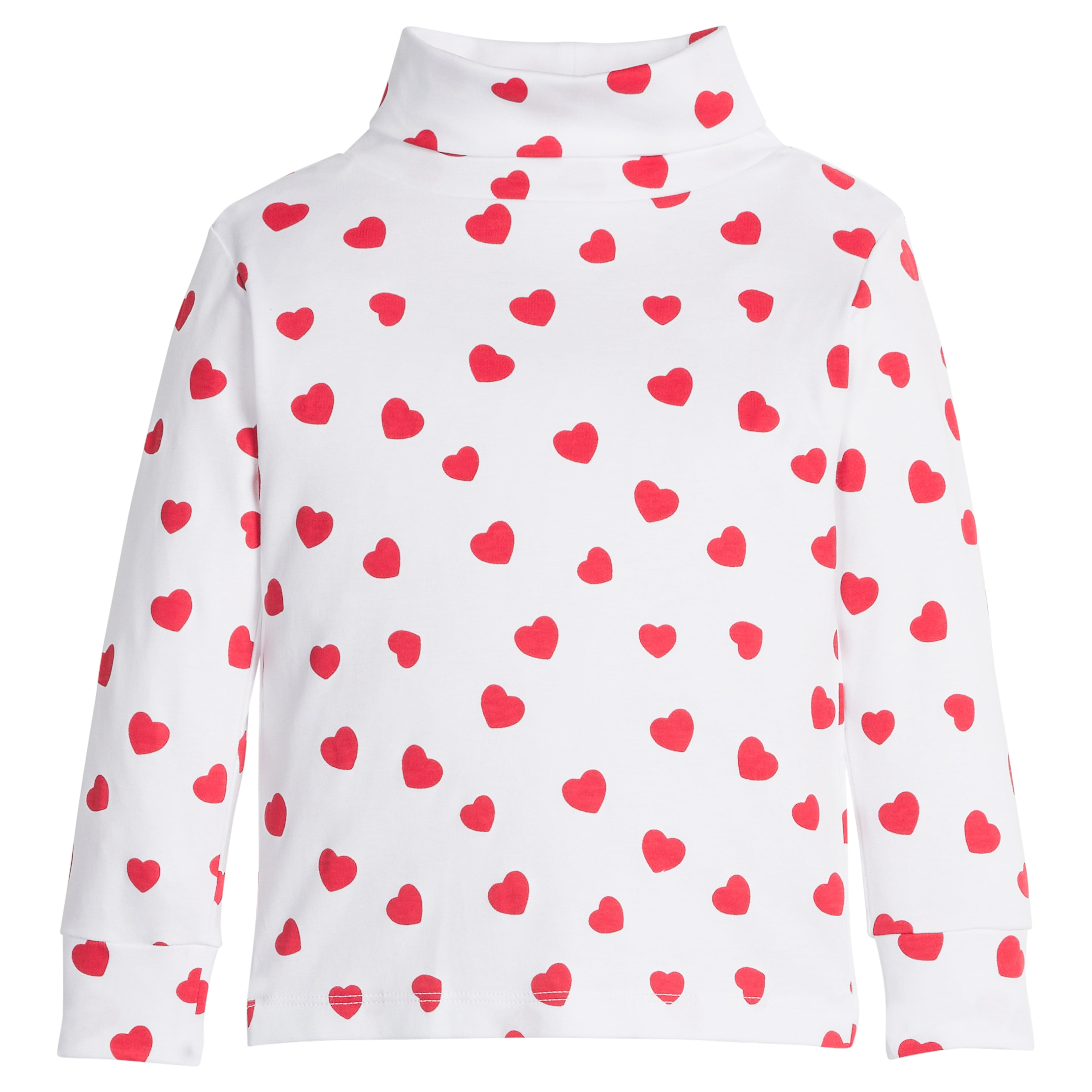 little english classic children's clothing girls white turtleneck with red heart print 