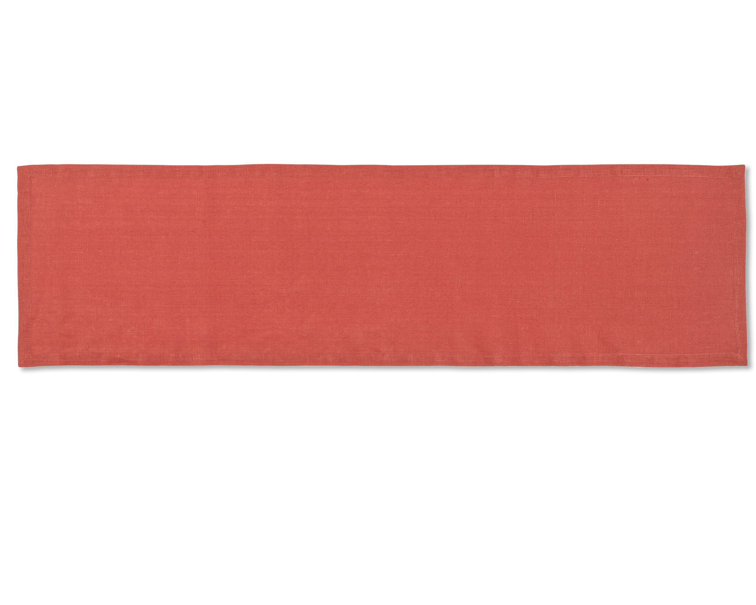 A linen table runner in the color brick