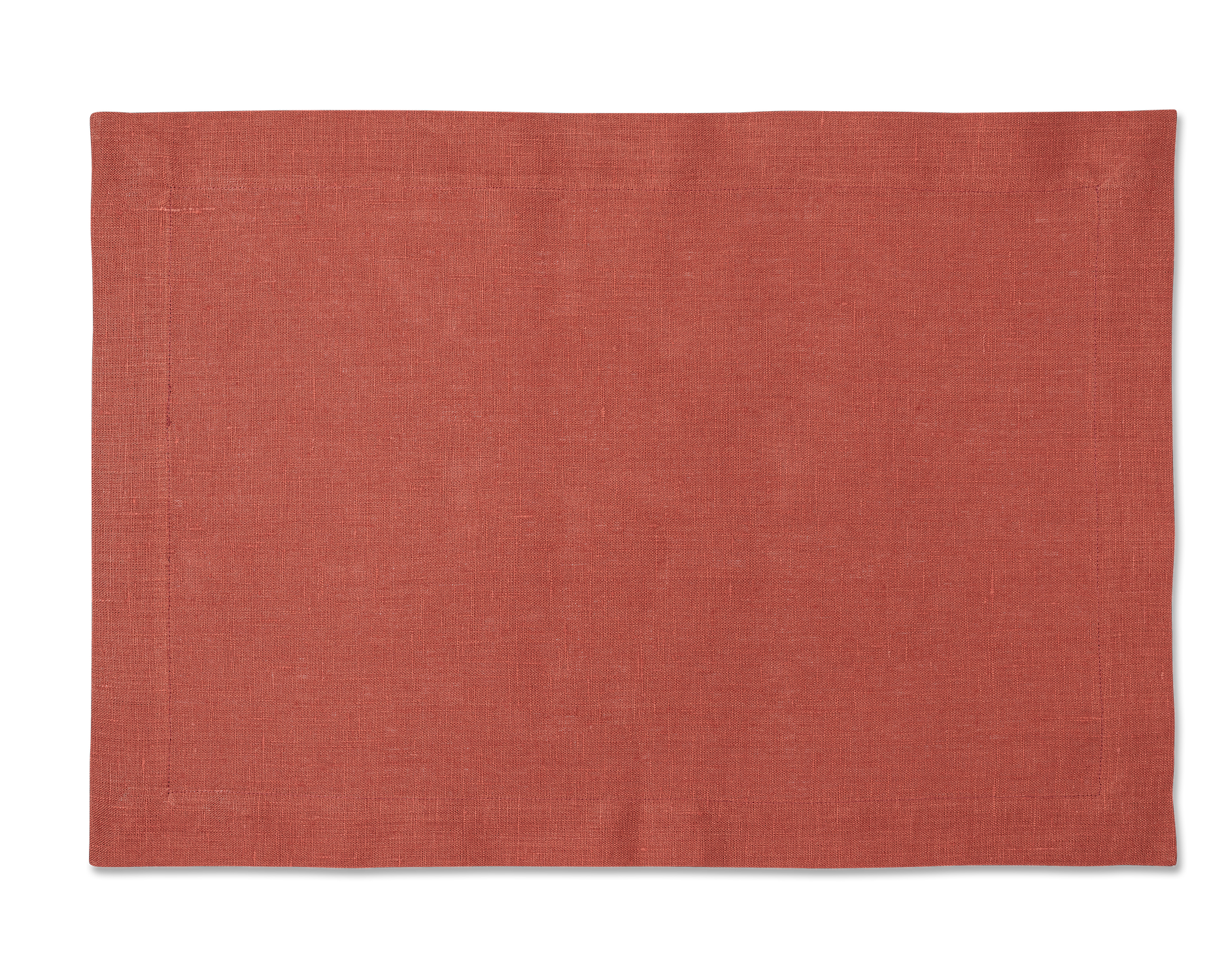 A linen placemat in the color brick