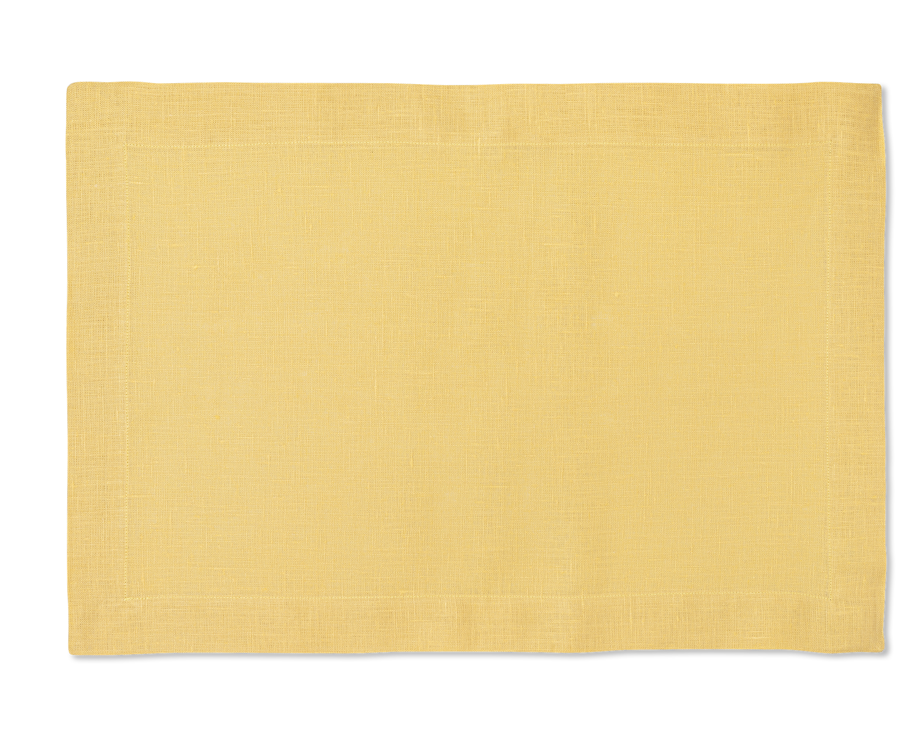 A linen placemat in the color butter