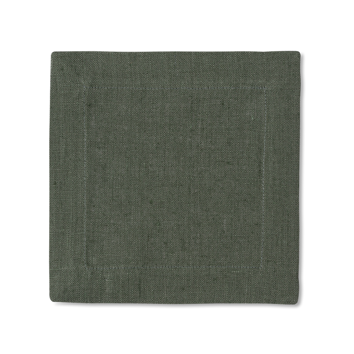 A square linen cocktail napkin in the color pewter