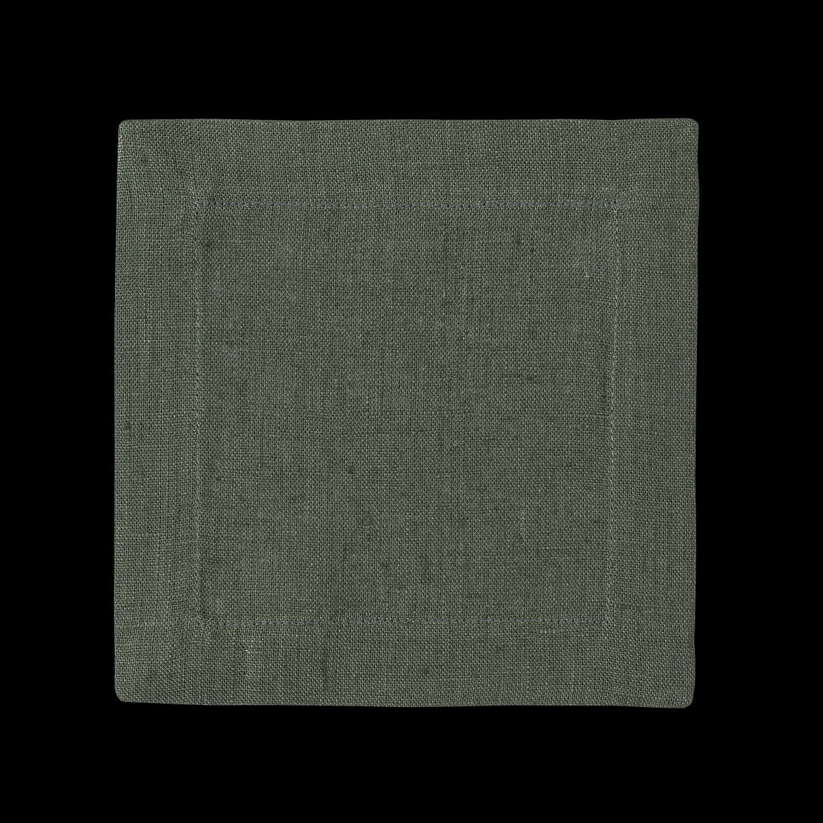 A square linen cocktail napkin in the color pewter